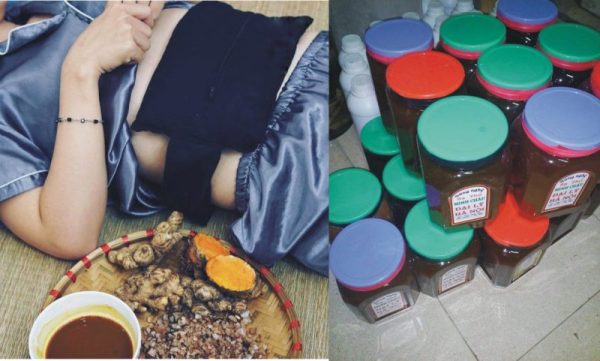 Cách tắm cho bà đẻ bằng gừng nghệ và thảo dược người dao.